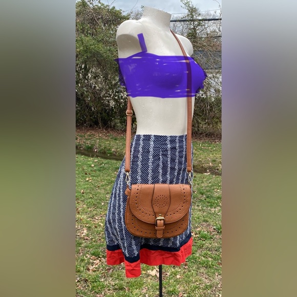 Leather brown  bag with perforation - Picture 3 of 14